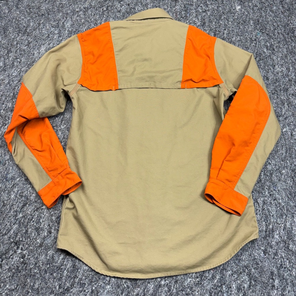 Carhartt Upland Field Shirt Mens Medium Tan Blaze Orange Hunting Shooting Top - Picture 9 of 9